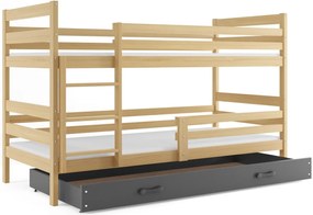Expedo Pat supraetajat RAFAL 2 + SD + saltea + somieră GRATIS, 80x190 cm, pin, grafit