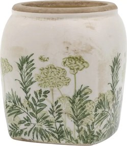 Ghiveci din ceramică cu imprimeu floral, verde, H15/D13,5 cm, „Laval”