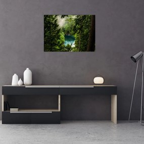Tablou pe sticlă - Fereastra între copaci (70x50 cm)