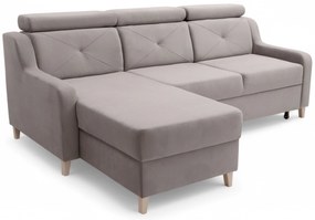 Colțar extensibil Laksaro stânga - maro deschis catifea Jasmine 25