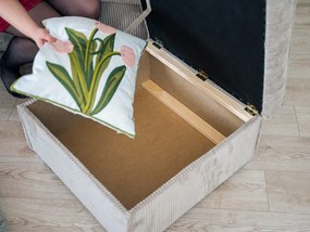 OFERTA Taburet crema SMART COSARO cu spatiu de depozitare 65x65 cm II. calitate