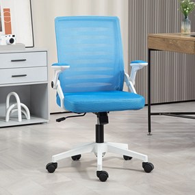 Vinsetto Scaun Ergonomic Reglabil pe Înălțime cu Cotiere de Ridicare, Scaun de Birou Pivotant din Poliester, 54x54x89-99 cm, Albastru | Aosom Romania