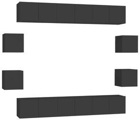 Set dulapuri TV, 10 piese, negru, PAL Negru, 60 x 30 x 30 cm (6 pcs), 1