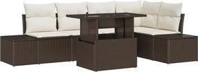 vidaXL Set de canapele pentru grădină 6 pcs Maro Rattan poli
