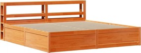 vidaXL Cadru de pat cu tăblie, maro ceruit, 180x200 cm, lemn masiv pin