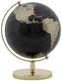 Decoratiune glob negru/auriu din metal, ∅ 20 cm, Globe Mauro Ferretti