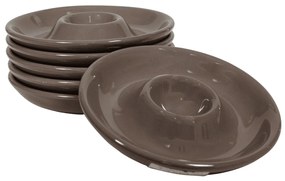 Set 6 suporturi de ou model farfurie, Ø 12 cm, Maro Cafeniu