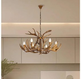 Brilagi - Candelabru suspendat cu lanț DEER, 6xE14/10W/230V, Ø 80 cm, cu coarne