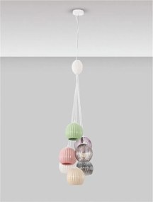 Lustra cu 7 pendule, Ceramica, Sticla, Multicolor, MELINE