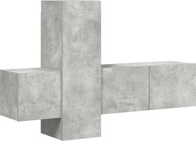 vidaXL Set de dulapuri TV, 3 buc., gri beton, lemn prelucrat