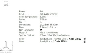 Pendul LED design modern Sindra negru, auriu