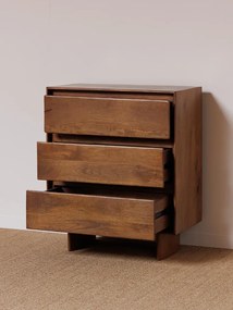 Comoda maro, din lemn de acacia, cu 3 sertare, Leeds