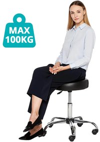 Scaun de cosmetica cu roti, inaltime reglabila-negru