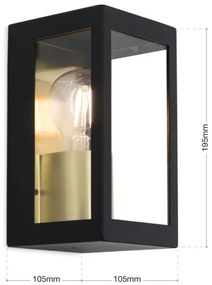 Aplica de exterior stil contemporan IP44 LUMINA negru/alama