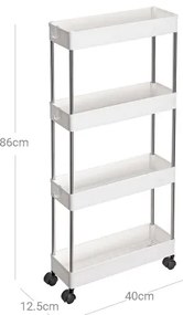 Cărucior de depozitare pe roți MARGE, alb