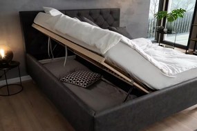 Boxspring 180x200 cm, cu lada de depozitare și somiere incluse, culoare gri închis