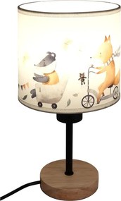 Brilagi - Lampă de masă BOBO WOOD 1xE27/25W/230V stejar/negru/alb/animaluțe