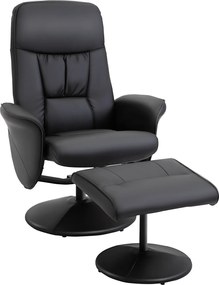 HOMCOM Fotoliu Relax Rotativ 360° din Metal și Piele Sintetică, cu Suport pentru Picioare, Spătar Reglabil, Negru | Aosom Romania