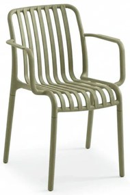 Scaun din plastic TREGO cu brate, verde
