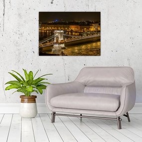 Tablou pe sticlă orașului nocturn (70x50 cm)