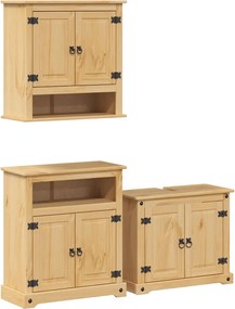 vidaXL Set mobilier de baie „Corona”, 3 piese, lemn masiv de pin