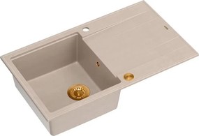 Chiuveta compozit incastrata Quadron Unique Evan 111 bej - cupru 86x50 cm