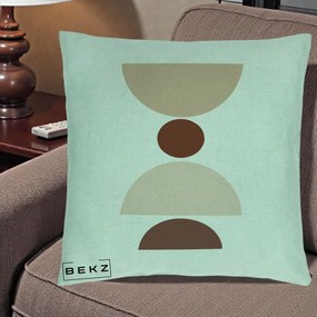 Perna Decorativa Geometric Boho Cerc si Boluri, 40x40 cm, Verde Menta, Husa Detasabila, Perna Inclusa, BEKZ®