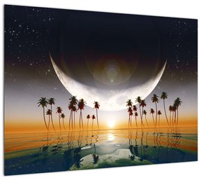 Tablou- Luna deasupra palmierilor (70x50 cm)