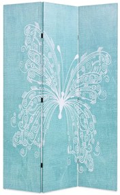 245885 vidaXL Paravan de cameră pliabil, albastru, 120 x 170 cm, fluture