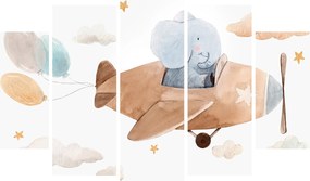 Tablou - Acuarelă elefant într-un avion (150x105 cm)