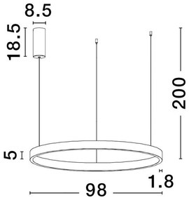 Lustra LED design circular cu iluminat sus si jos ELOWEN alb, diametru 98cm