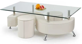 Măsuță de cafea Malachi, transparent / crem