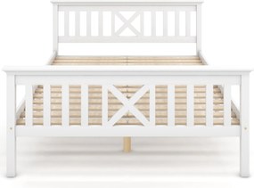 Pat matrimonial cu design minimalist, fără saltea, 140x200 cm, Alb