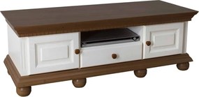 Comodă TV lemn masiv nuc Margaret Alb/, 135 × 45 × 56 cm