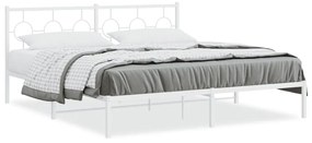 376280 vidaXL Cadru de pat metalic cu tăblie, alb, 183x213 cm