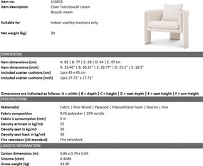 Fotoliu LUX design elegant Toto, Boucle cream