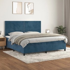 3142987 vidaXL Pat box spring cu saltea, albastru închis, 200x200 cm, catifea