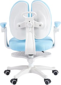 Scaun ergonomic pentru copii, spatar reglabil, suport picioare reglabil, rotativ, Albastru