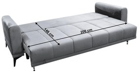 Canapea extensibilă, gri deschis/ gri, GRACE BIG SOFA