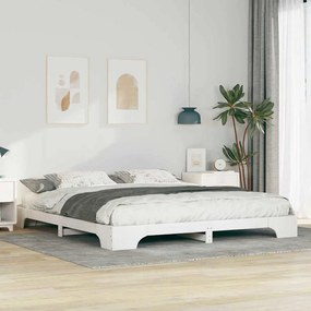vidaXL Cadru de pat de podea cu depozitare Alb 200 x 210 cm lemn