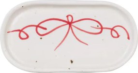Farfurie mică decorativă vintage din ceramică, alb cu detalii albastre „Viola Bow”