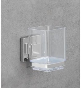 WENKO 22680100 - Pahar VACUUM-LOC QUADRO ED, 7,5x10 cm, argintiu/crom lucios/transparent