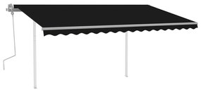 Copertina retractabila manual, cu stalpi, antracit, 4x3,5 m Antracit, 4.5 x 3.5 m