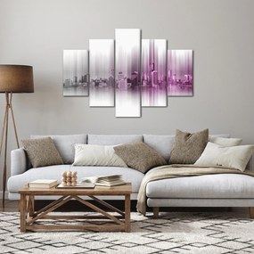 Tablou - Panorama orașului, roz-gri (150x105 cm)