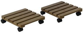 Outsunny Lot de 2 suporturi pentru plante pătrate, purtător de plante cu roți, suport pentru ghivece, pentru interior și exterior | Aosom Romania