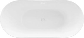 Cada freestanding cu ventil negru Rea Ferrano Slim 160 cm alb