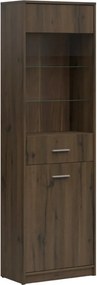 Vitrina NEPO PLUS, stejar nobil, PAL laminat/sticla, 60x34x197 cm