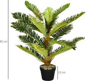 HOMCOM Plantă Artificială de Palmă cu 18 Frunze și Vas Inclus pentru Interior, Înălțime 85 cm, Verde | Aosom Romania