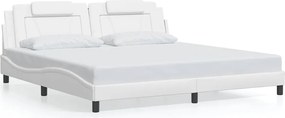 vidaXL Cadru de pat, Viana, fără saltea, alb, 200x200 cm, piele ecologică
