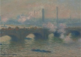 Tablou pe sticlă - Claude Monet, Waterloo Bridge, Gray Day, reproducere (70x50 cm)